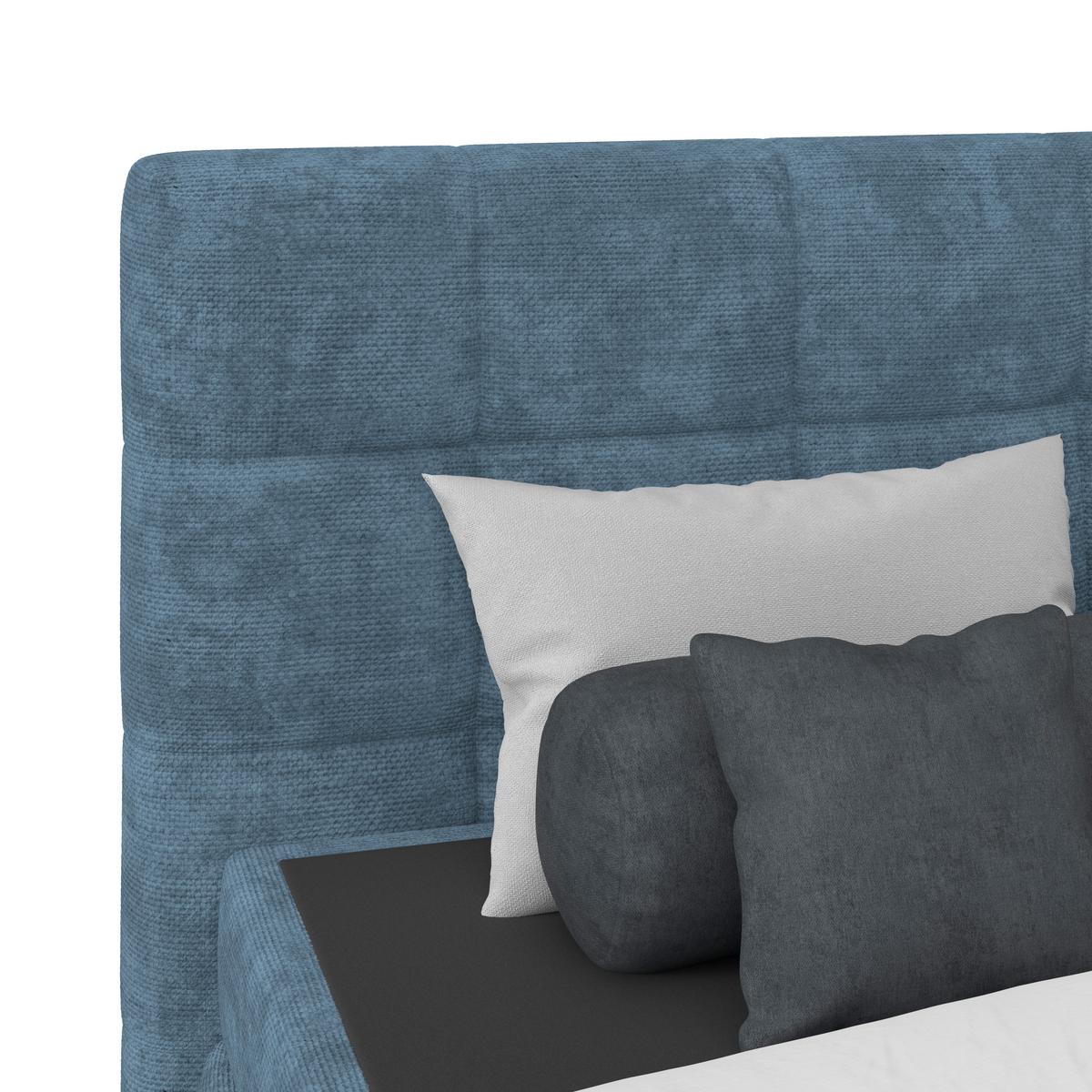 Čalouněná postel VEGA 180x200 cm, modrá - modrá/černá, Trend, dřevo/textil (180/200cm)