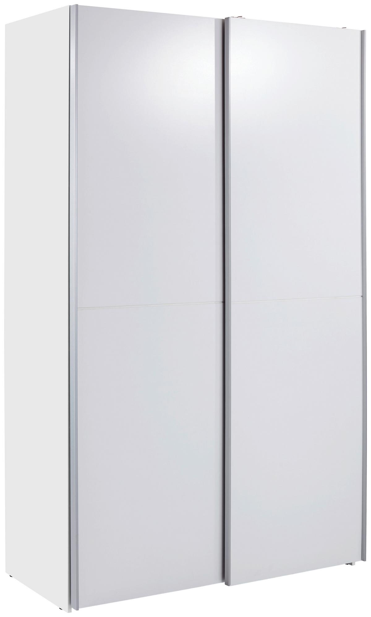 Schwebetürenschrank 125cm Fast, Weiß - Weiß, KONVENTIONELL, Holzwerkstoff (125/195,5/38cm)
