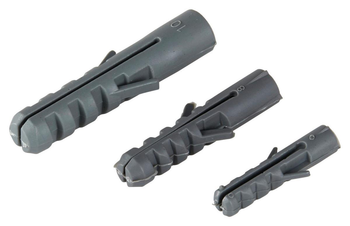 Dübel-Set 300-Tlg. 6/8/10 mm - Grau, KONVENTIONELL, Kunststoff