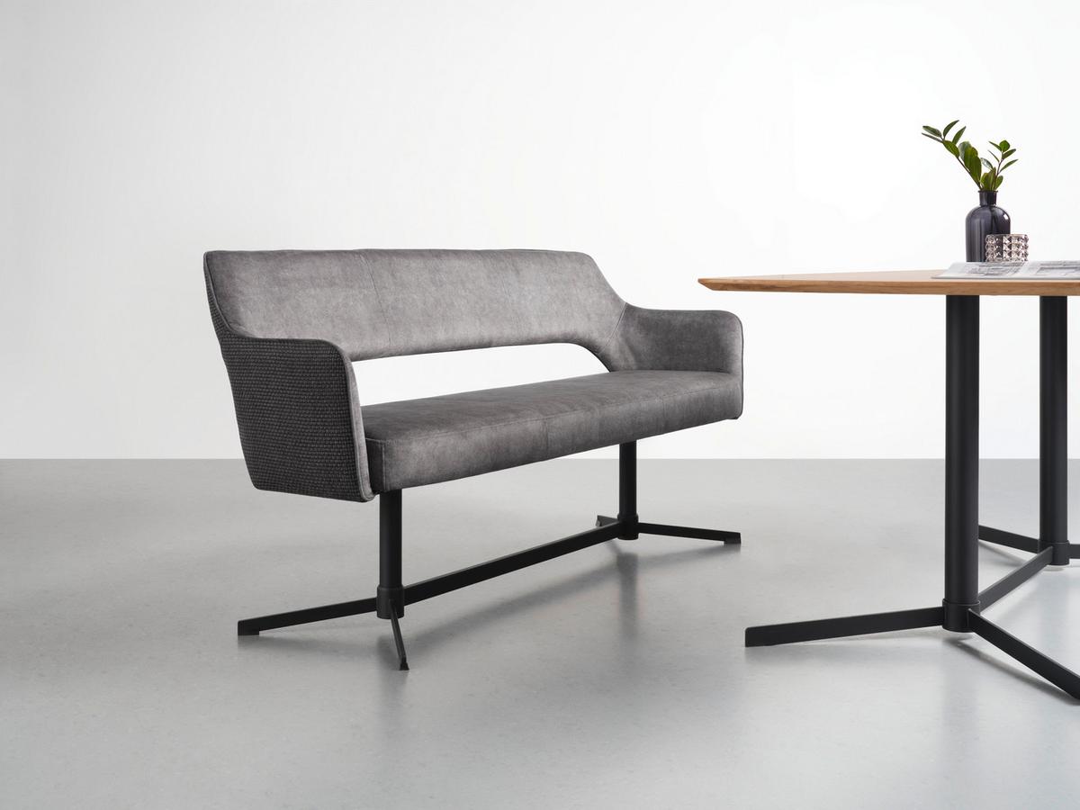 LAVICA VALLETTA - čierna/antracitová, Modern, kov/textil (170/85/61cm) - Premium Living