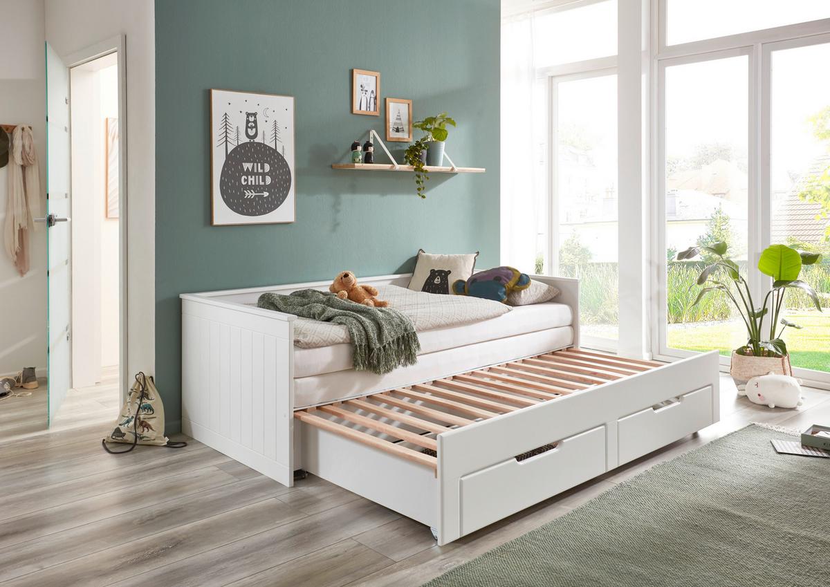 Kihúzható Ágy Clara - bükk/fehér, Basics, faalapú anyag/fa (90/200cm) - P & B