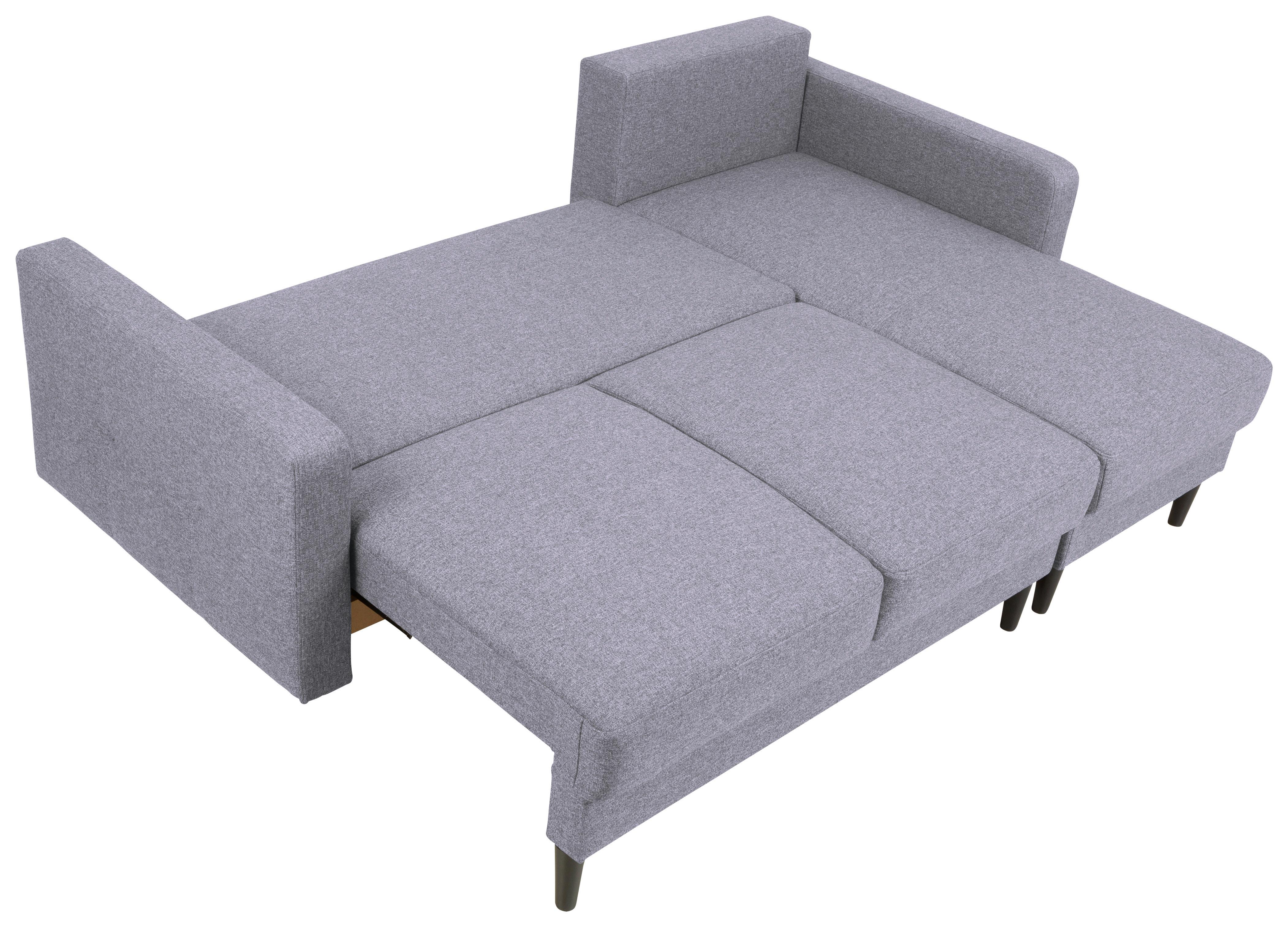 Eckschlafsofa Noret Graublau S: 223/157 Cm - Hellgrau/Schwarz, KONVENTIONELL, Textil (223/157cm) - MID.YOU