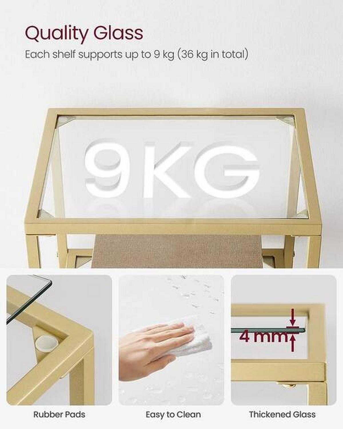 Regal B: 40 cm Goldfarben - Goldfarben, Trend, Glas/Metall (40/95/30cm) - Boxxx