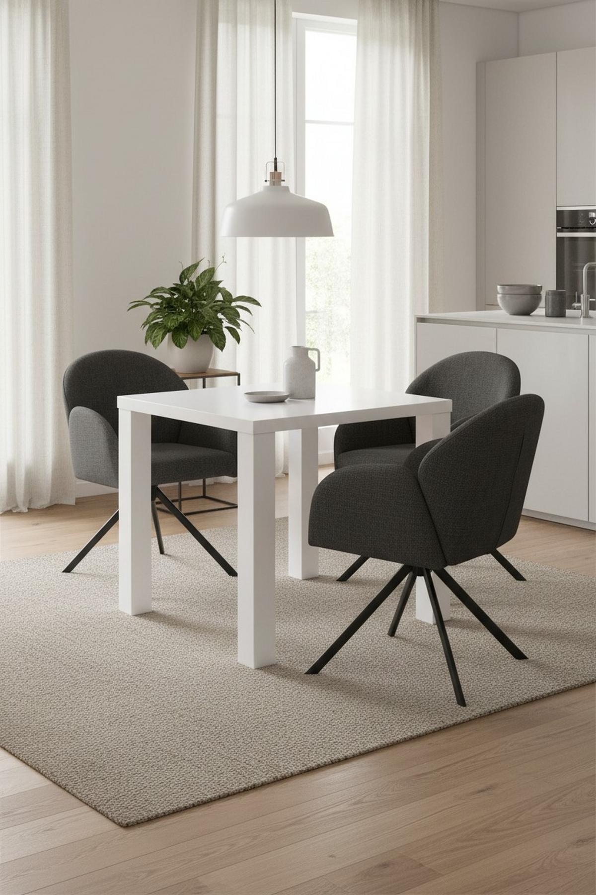 Esstisch Blake Hochglanz weiß, B: 80 cm - Weiß Hochglanz, KONVENTIONELL, Holzwerkstoff (80/80/75cm) - P & B