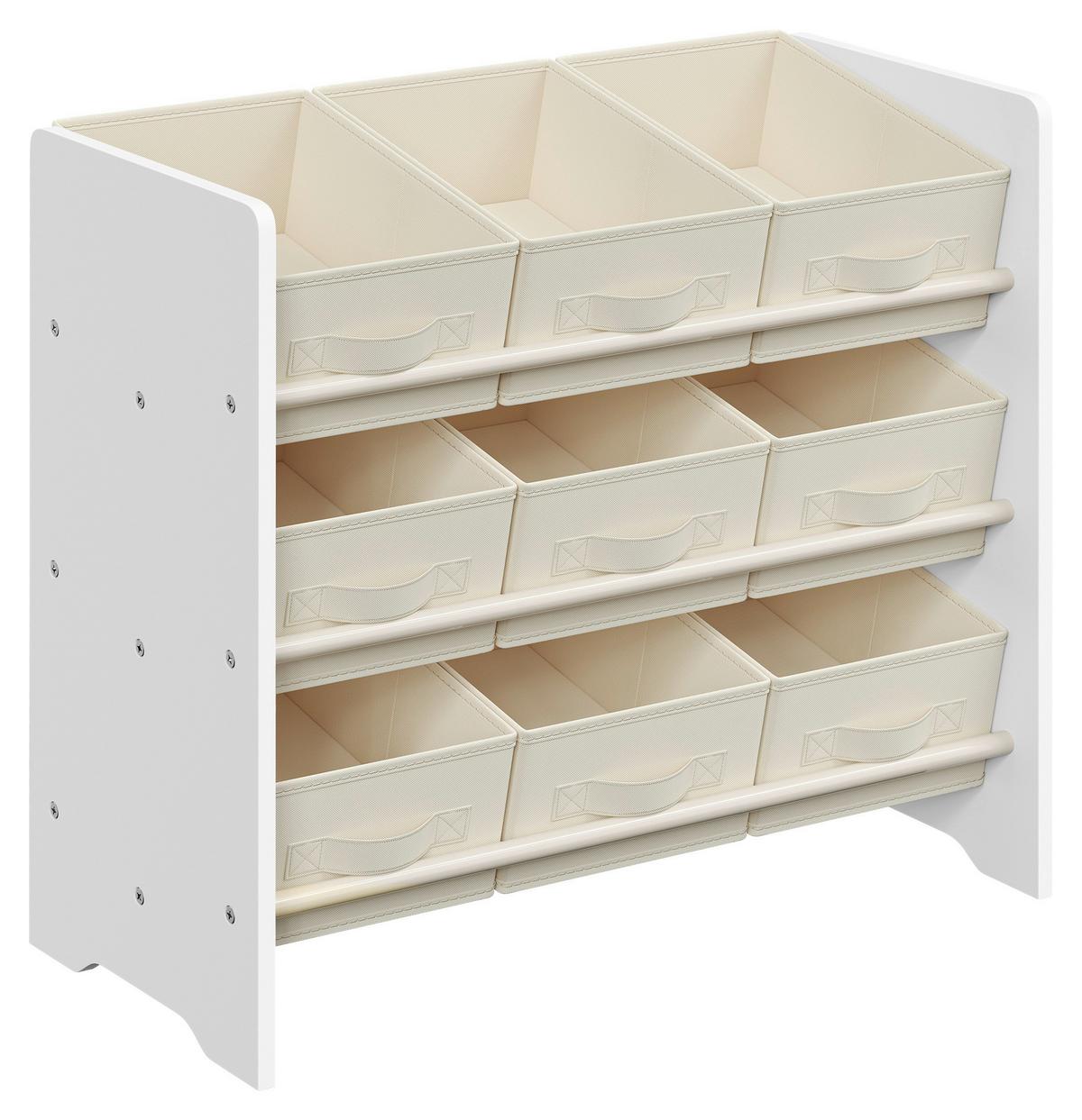 Kinderregal Toy Storage Shelf Weiß/Beige B: 62,5 cm - Beige/Weiß, MODERN, Holzwerkstoff/Textil (62,5/60/29,5cm) - MID.YOU