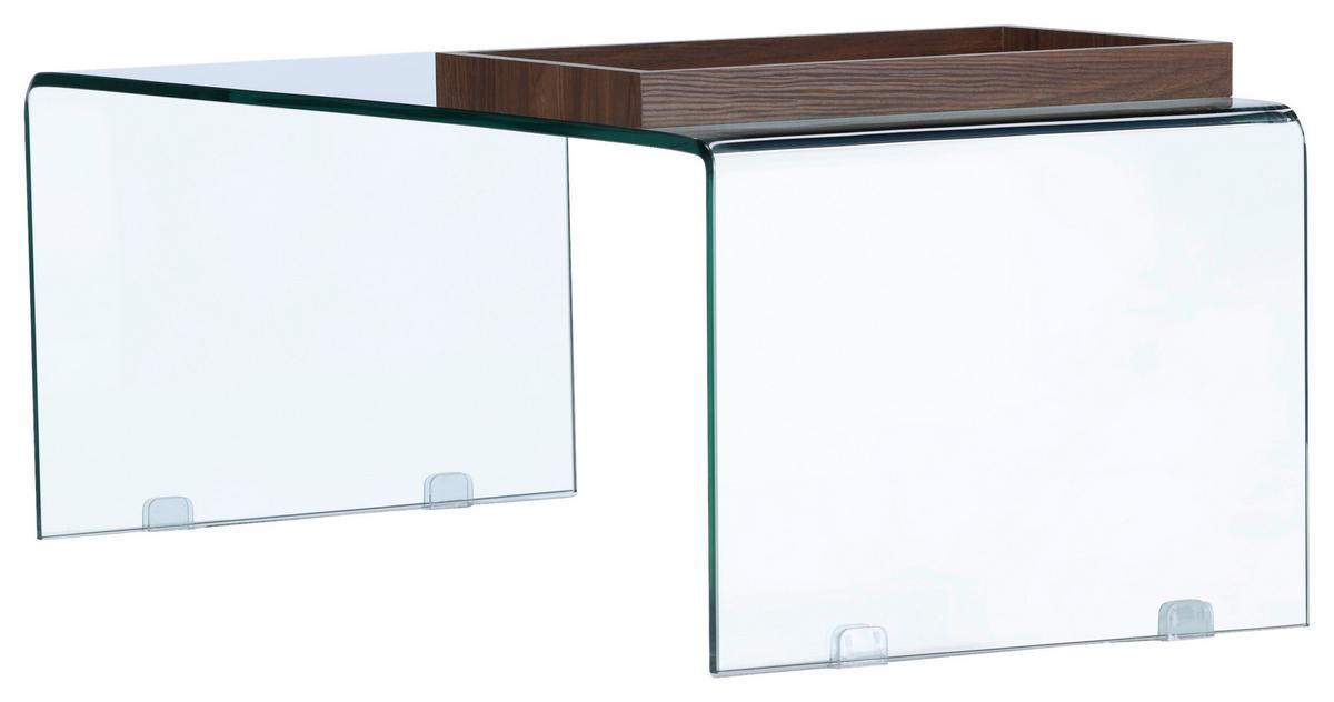 Couchtisch Telemark - Klar/Braun, Design, Glas (110/50/38cm) - Livetastic