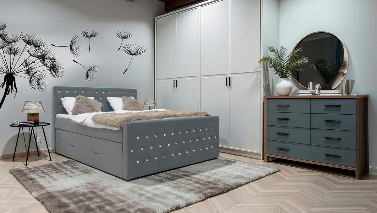 Boxspringbett Elza Graphitfarben Lf: 180x200 cm - Graphitfarben, MODERN, Textil (180/200cm) - Livetastic