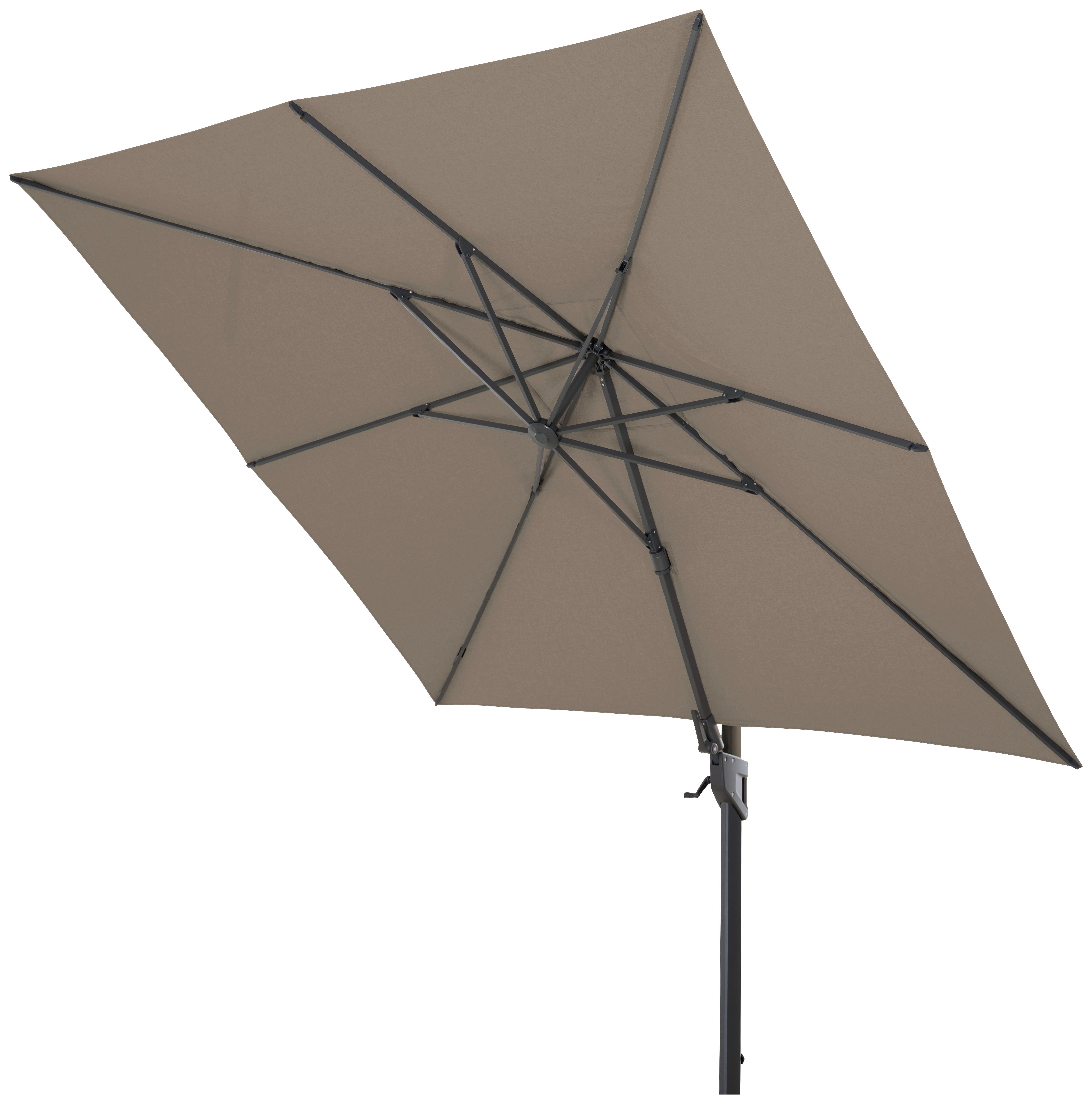 Ampelschirm Bl: 300x300cm Anthrazit/Taupe - Taupe/Anthrazit, MODERN, Textil/Metall (300/300cm) - Siena Garden