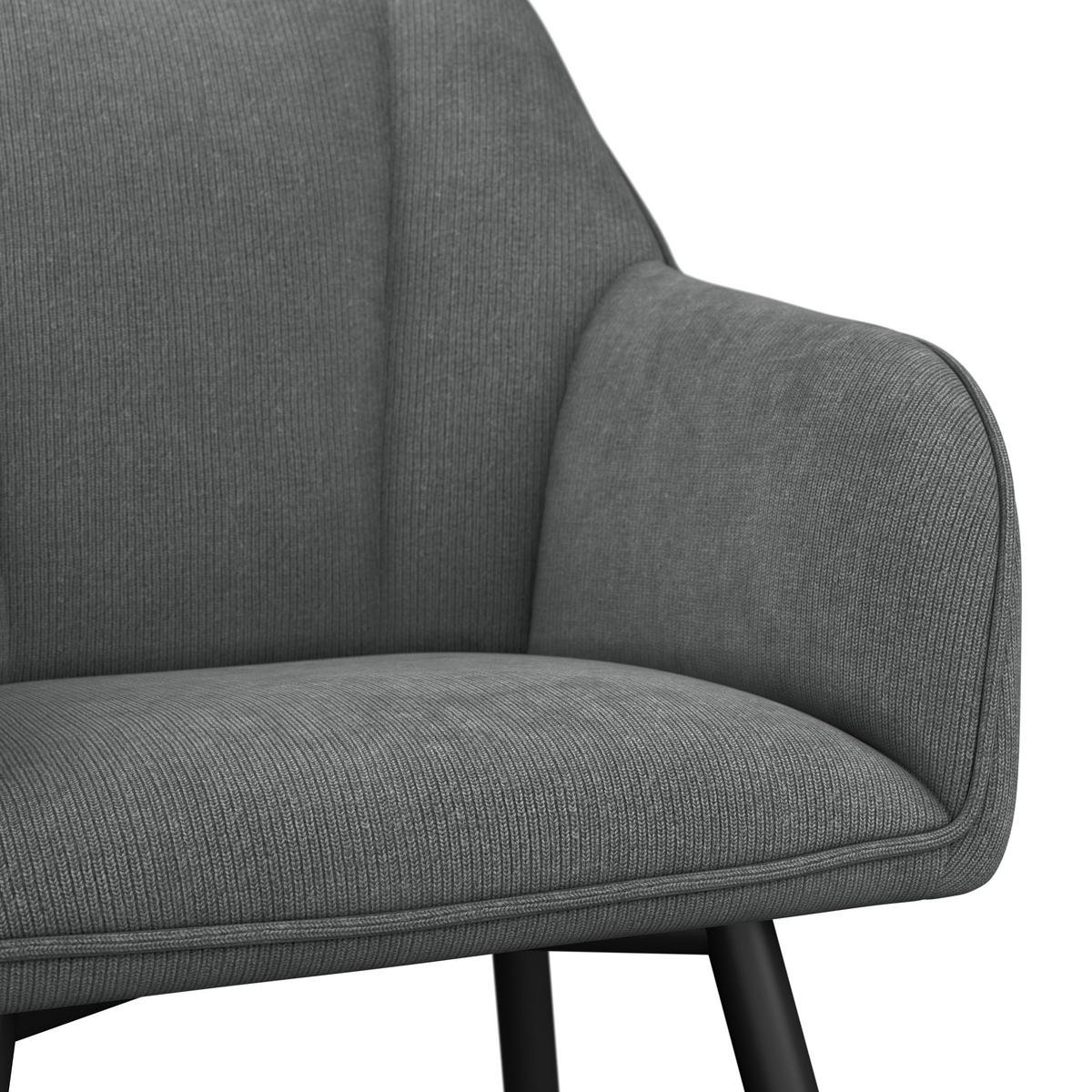Armlehnstuhl Caro grau gepolstert - Schwarz/Grau, KONVENTIONELL, Holz/Textil (55/83/61cm) - Nedis SmartLife
