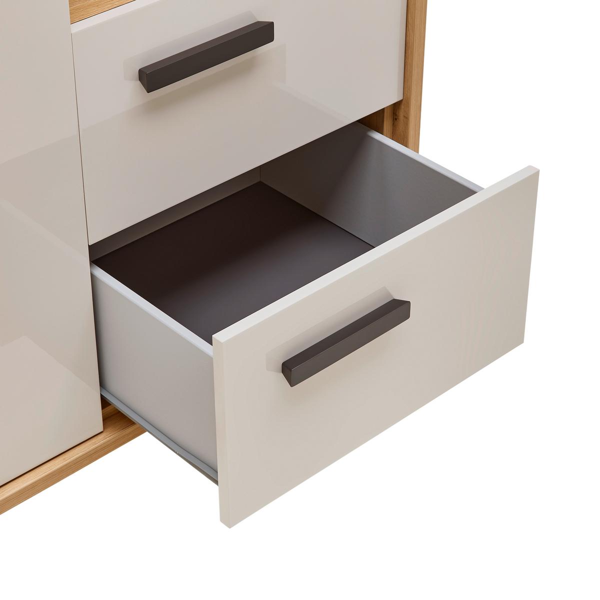 ŠATNÍKOVÁ SKRIŇA CASA MIA - kašmírová/antracitová, Konventionell, kov/kompozitné drevo (152cm)