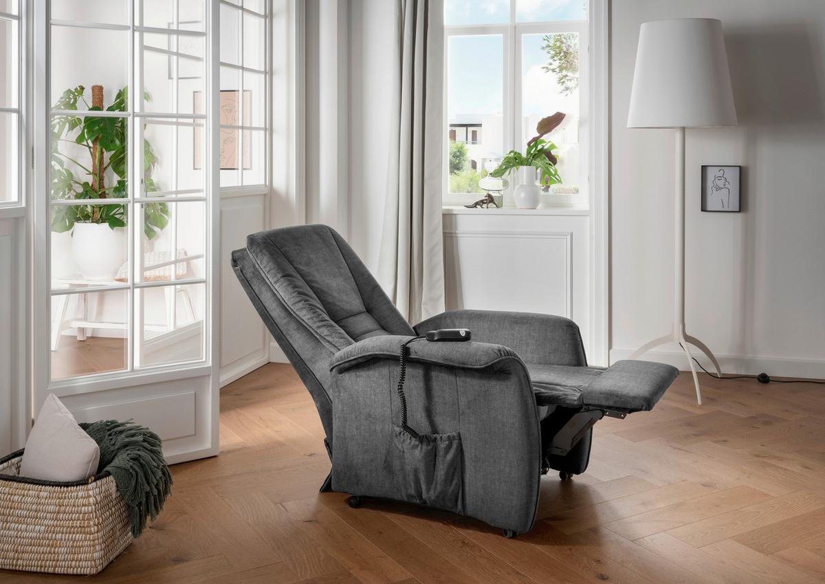Fernsehsessel Harry Dunkelgrau B: 77 Cm - Dunkelgrau/Schwarz, Design, Textil (77/107/88cm) - Livetastic