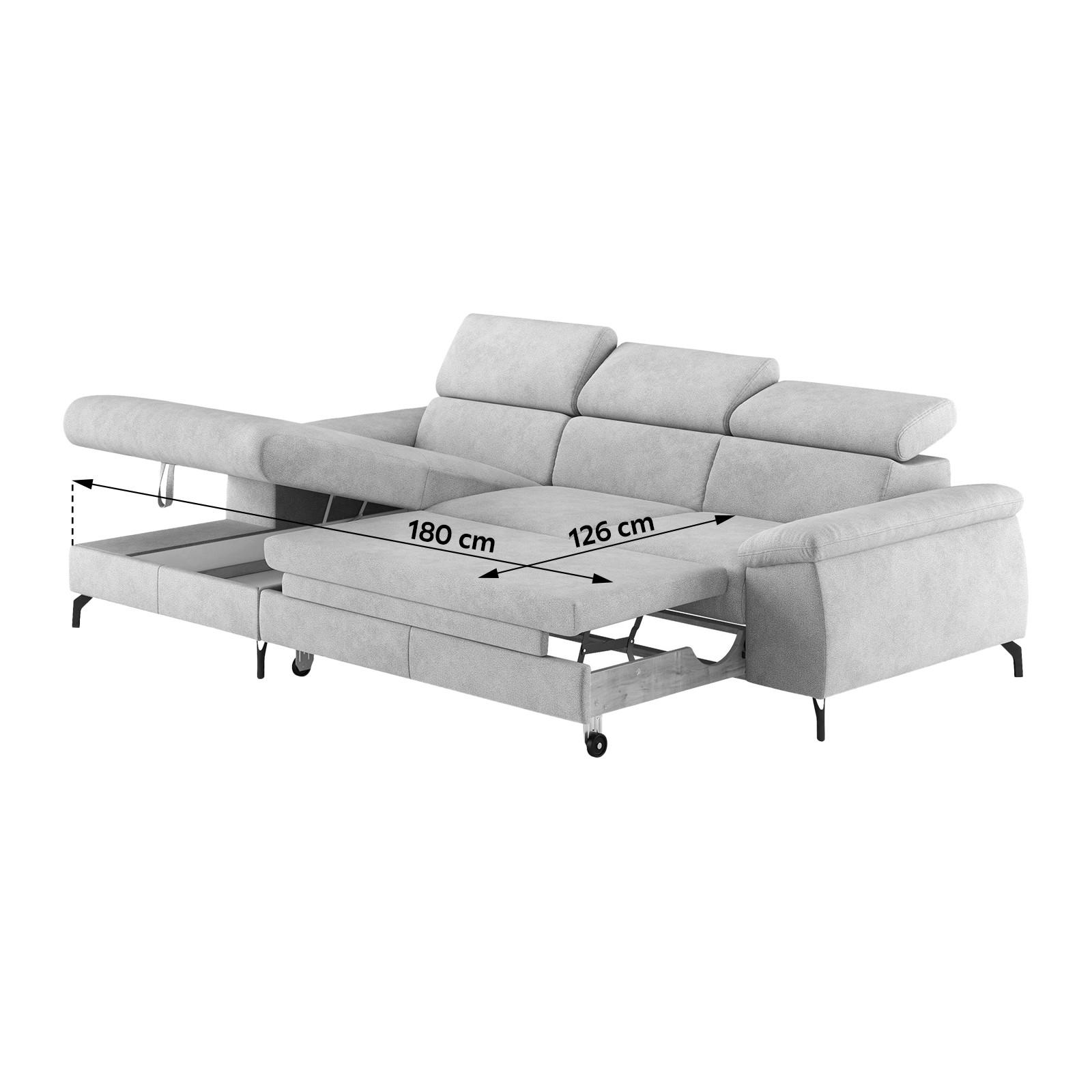 Ecksofa Mit Schlaffunktion & Bettkasten Kitty Grau - Schwarz/Grau, Design, Textil (166/244cm) - Livetastic