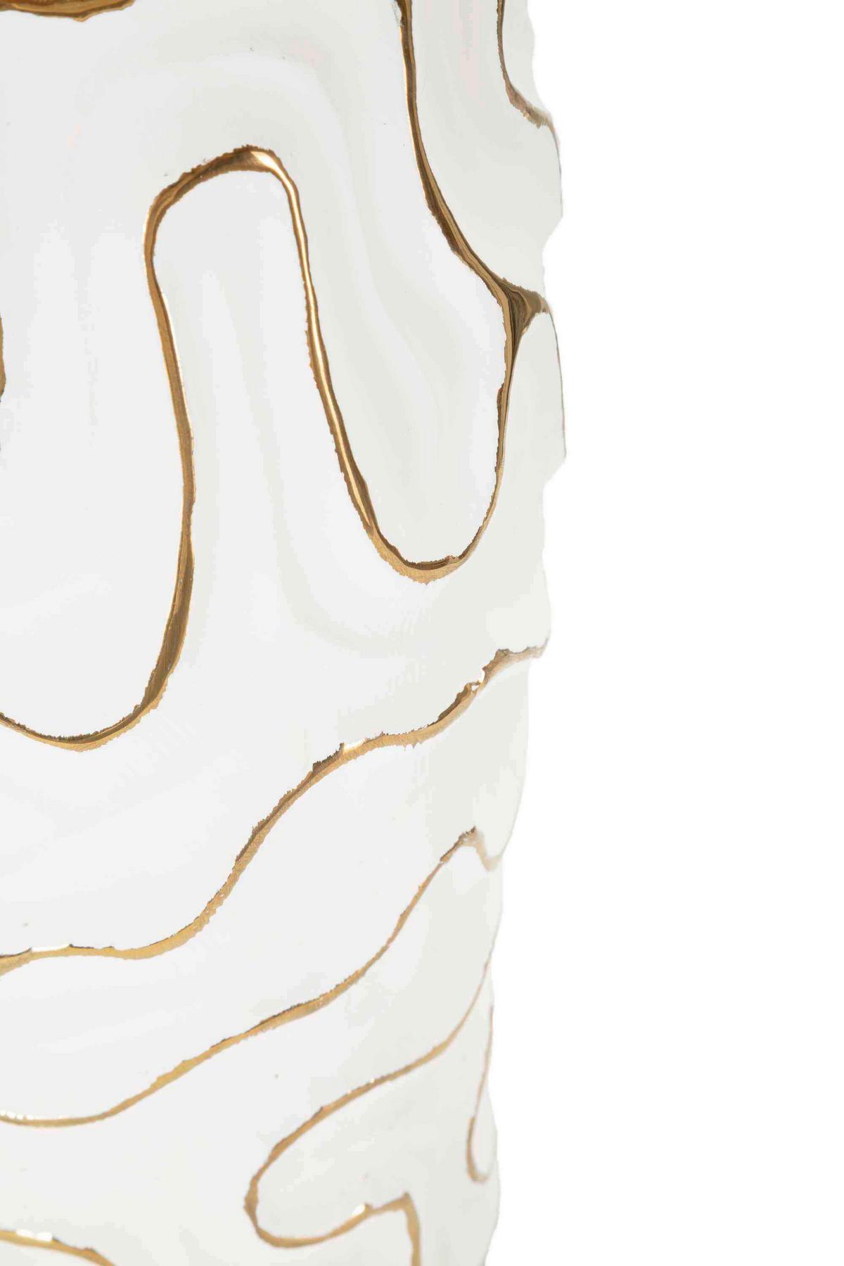 Vase Adore Weiß, Goldfarben B: 16 Cm - Goldfarben/Weiß, Basics, Keramik (16/32.5/16cm)