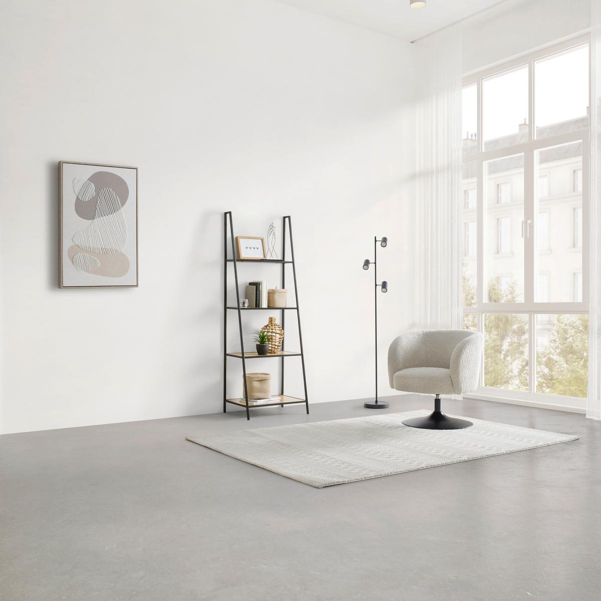 REGÁL JORIS -EXKLUSIV- - čierna/prírodná farba, Modern, kov/kompozitné drevo (60/170/42cm) - Mömax