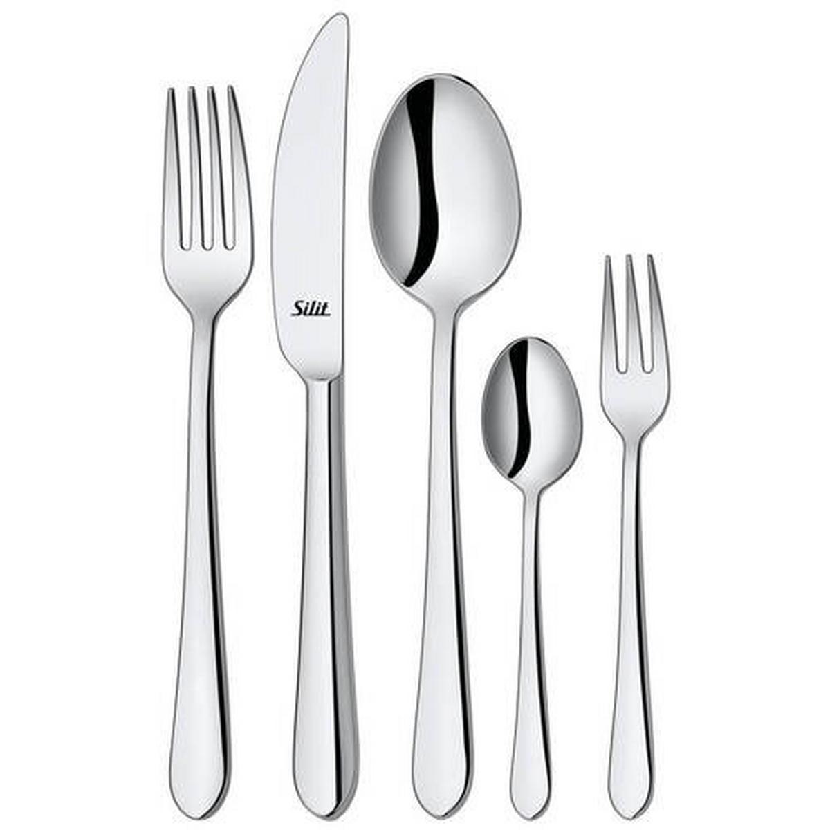 Besteckset 30-Teillig Midi für 6 Personen - Edelstahlfarben, KONVENTIONELL, Metall - Silit