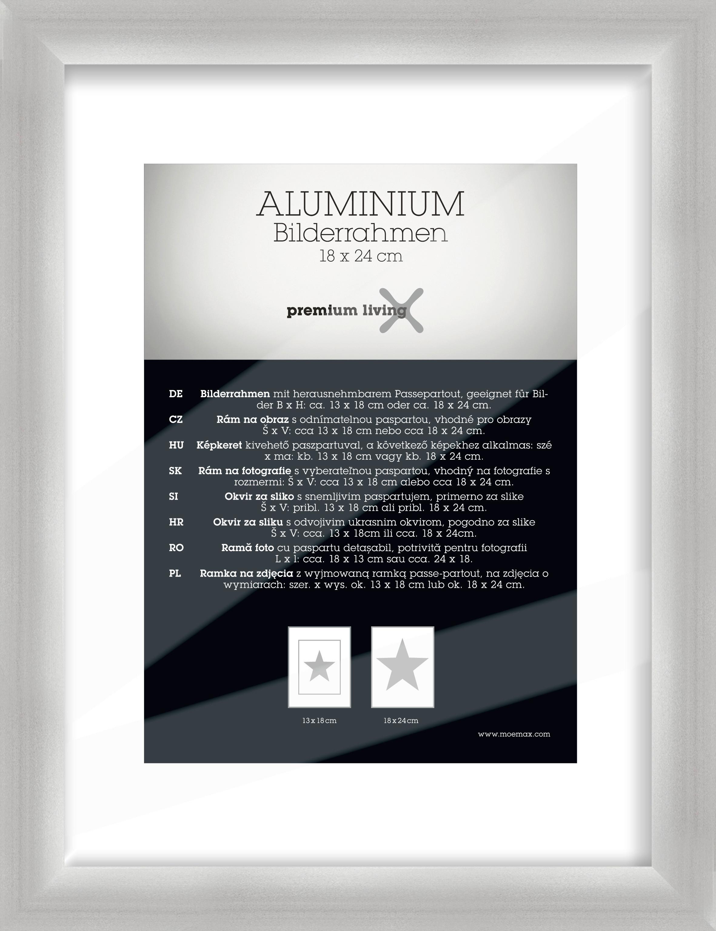 Rám na fotky 21,1/27,1 cm - barvy stříbra, Basics, kov (21,1/27,1/2.2cm) - Premium Living