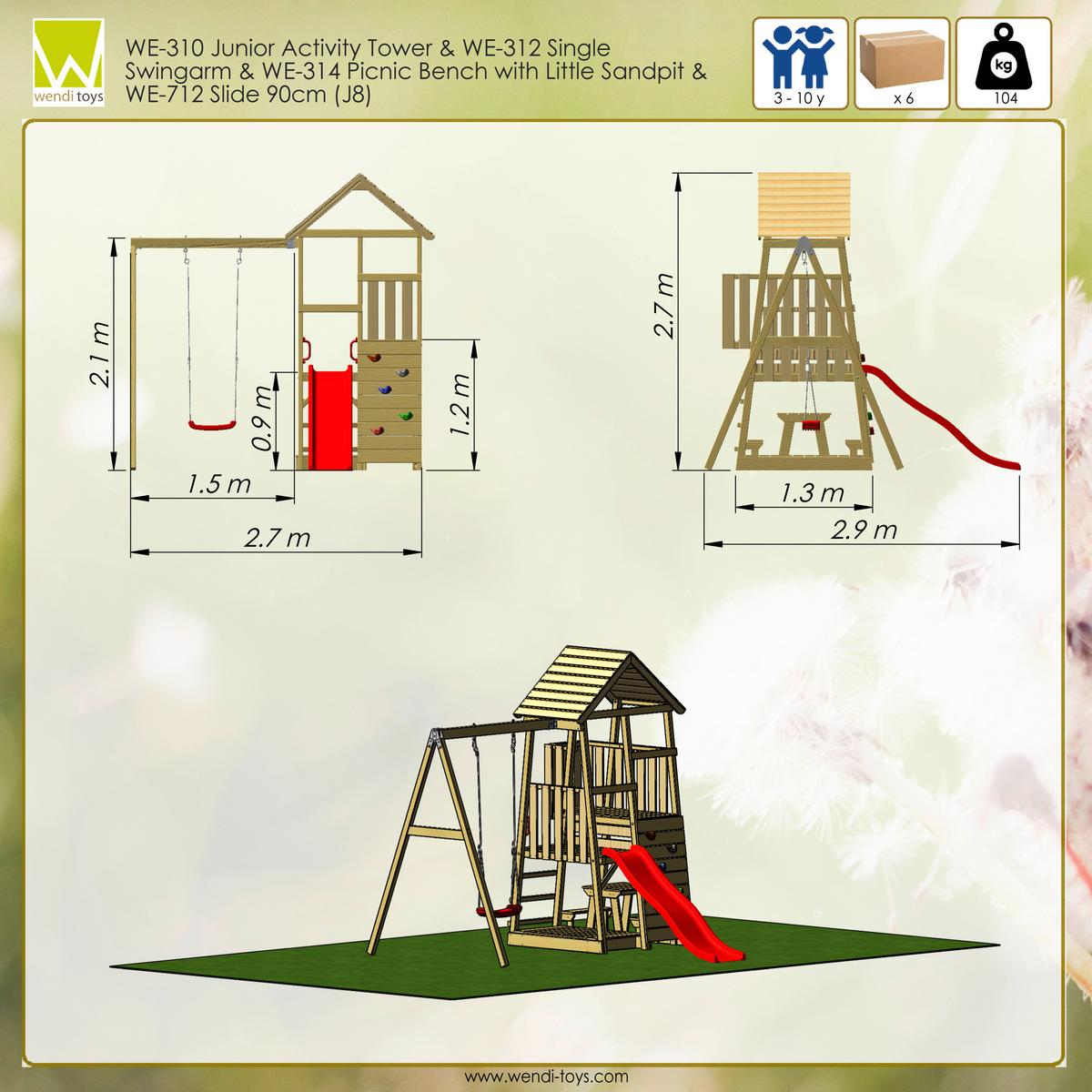 Spielturm Gorilla Naturfarben/Rot, B: 270 cm - Rot/Naturfarben, KONVENTIONELL, Holz (270/270/290cm)