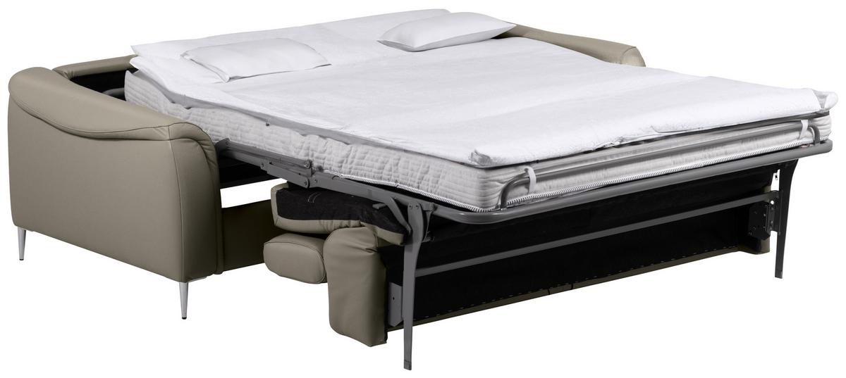 Schlafsofa Pafos Schlammfarben Lederlook, Rindsleder B: 203cm - Schlammfarben, Design, Leder/Textil (203/77-98/103cm) - MID.YOU