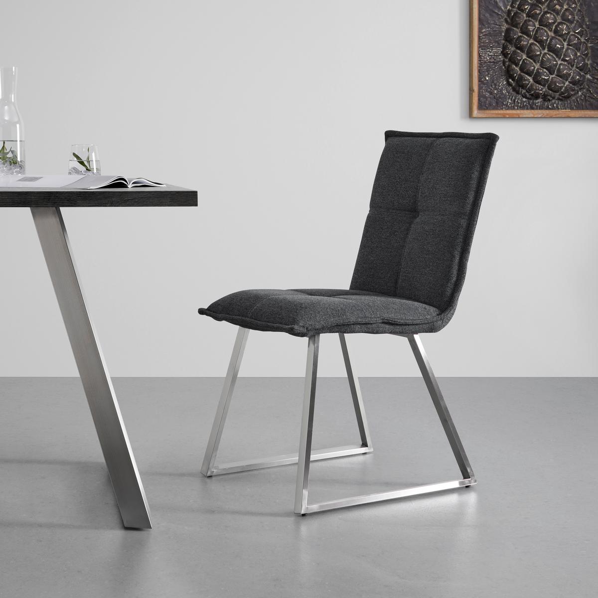 Židle Emilio tmavě šedá - tmavě šedá/barvy nerez oceli, Moderní, kov/dřevo (46/85/55cm) - Bessagi Home