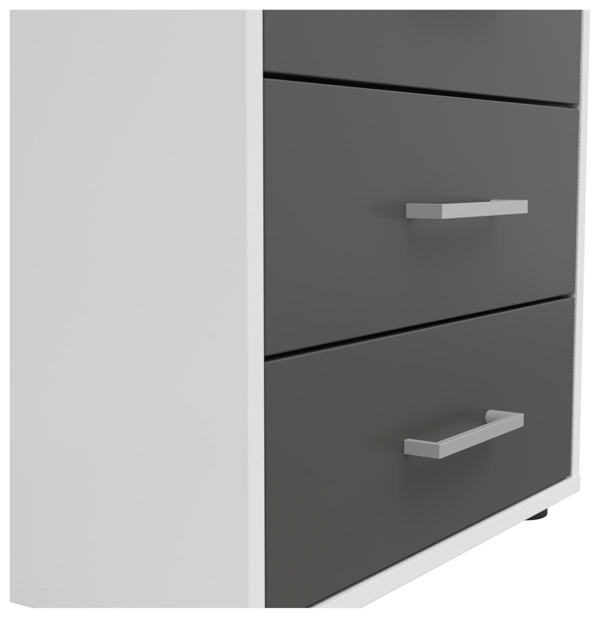 Nachtkästchen Smart 3 Weiß/graphit H: 54 Cm - Anthrazit/Grauweiß, Basics, Holzwerkstoff (50/54/35cm)