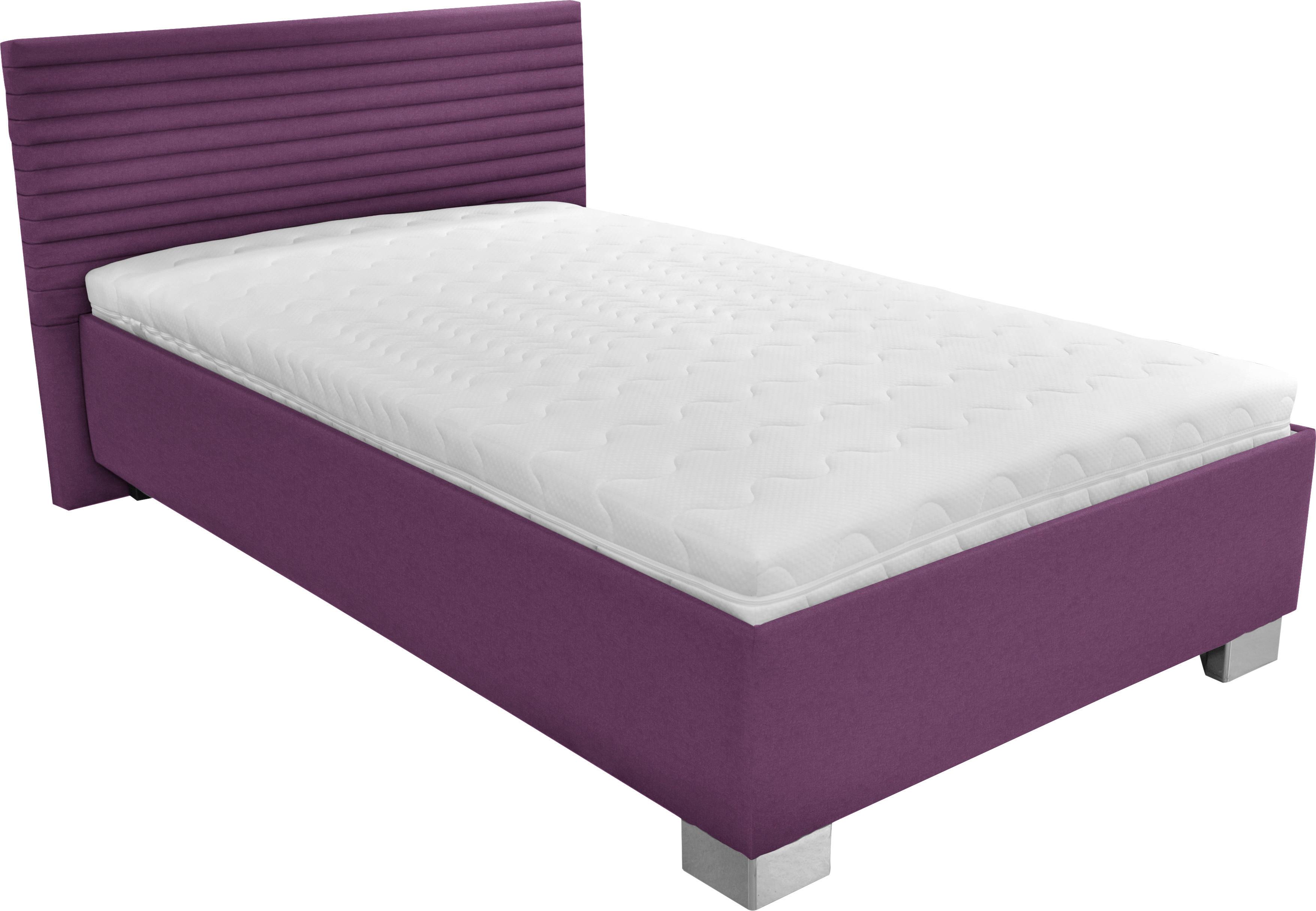 Polsterbett mit Matratze 140x200cm Como Violett - Chromfarben/Violett, Holz/Textil (140/200cm)
