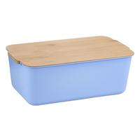 Brotbox Hellblau, Naturfarben L:30,5cm - Naturfarben/Hellblau, Basics, Naturmaterialien/Kunststoff (30.5/18.5/12cm) - Kesper