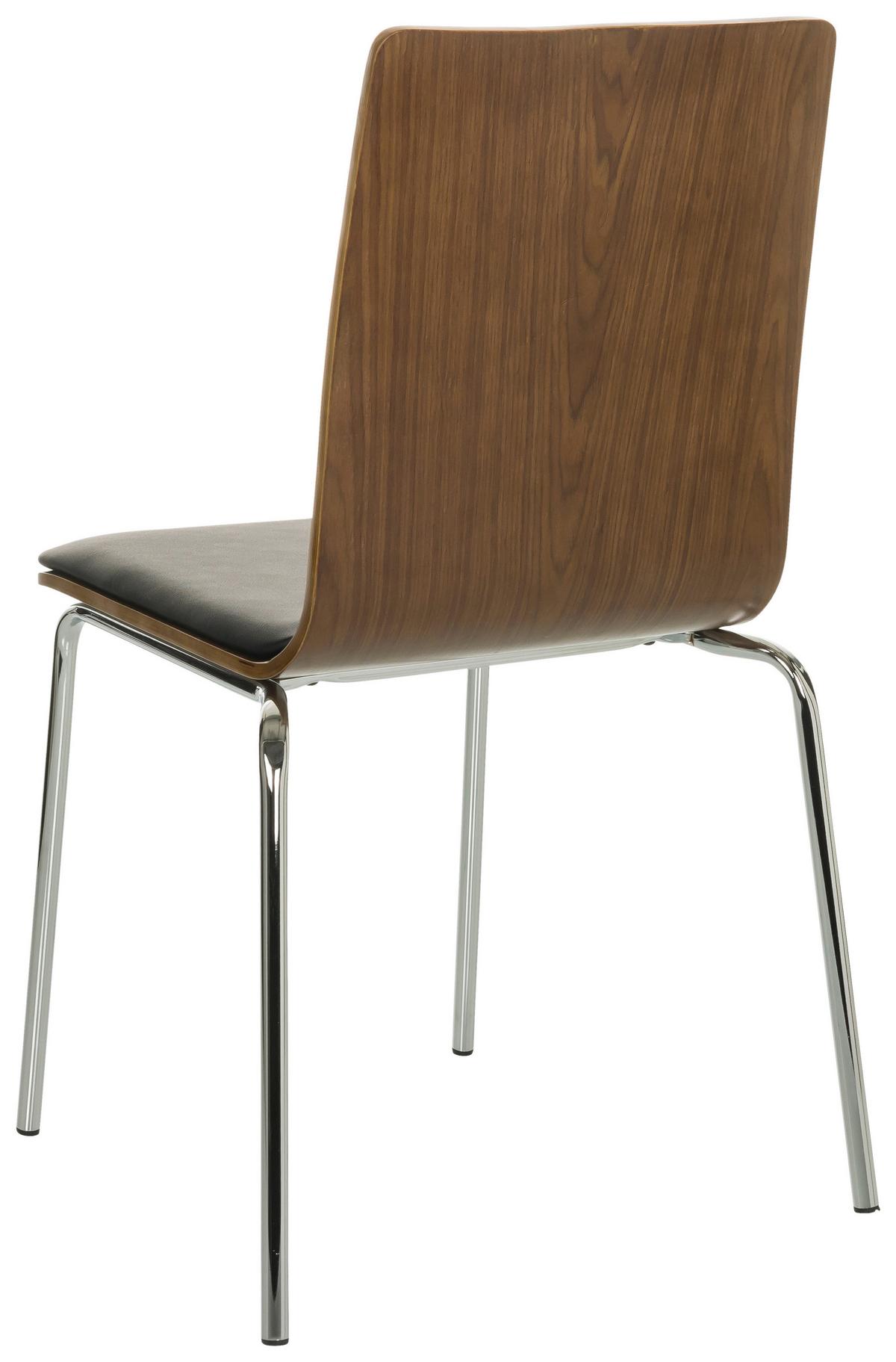 Besucherstuhl Peria - Silberfarben/Schwarz, Basics, Leder/Holz (50/86/55cm) - MID.YOU