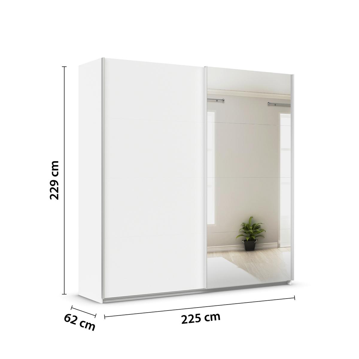 Schwebetürenschrank Feldkirch 11/225 mh - Silberfarben/Weiß, MODERN, Holzwerkstoff (225/229/62cm)