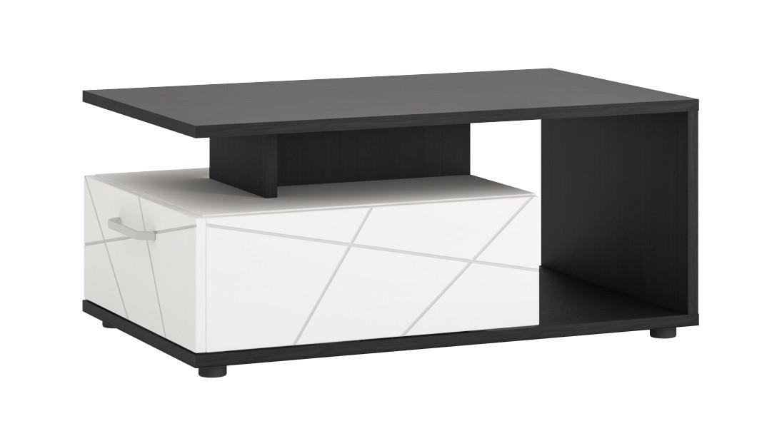 Couchtisch Venezia Eiche Dunkel/weiß B: 100 Cm - Eiche dunkel/Weiß Hochglanz, MODERN, Holzwerkstoff (100/45/64cm)