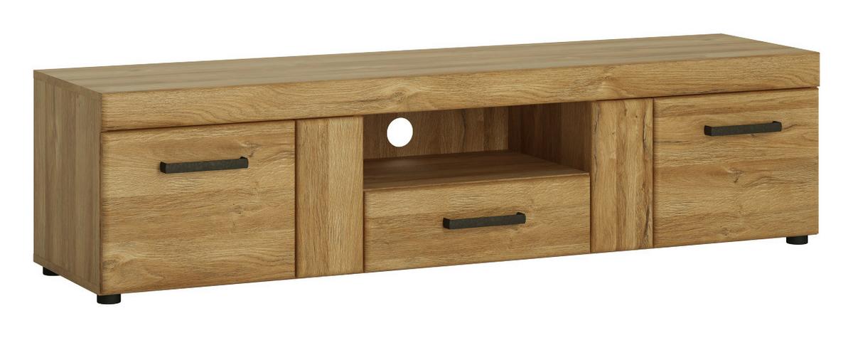 Lowboard Cortina Eichefarben Dekor B: 156,8 Cm - Eichefarben/Schwarz, MODERN, Holzwerkstoff (156,8/39,8/40,9cm)