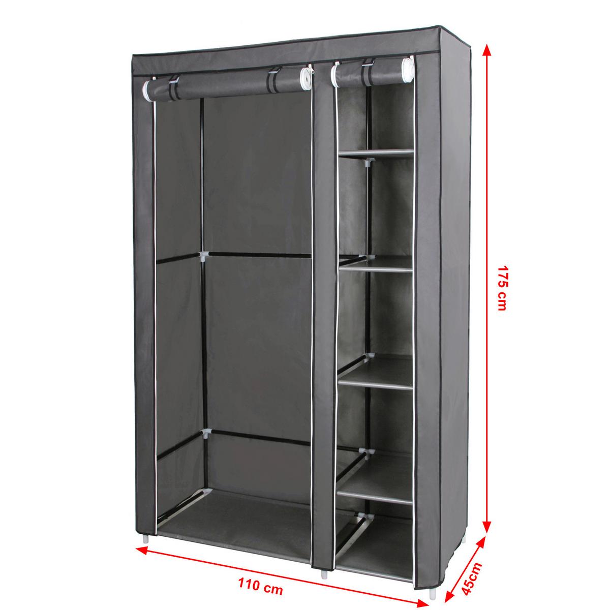 Stoffschrank Grau B: 110 Cm - Eschefarben/Grau, Basics, Kunststoff/Textil (110/175/45cm)