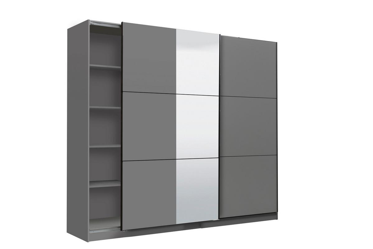 Tolóajtós Szekrény Sierra 236/210 Cm - antracit/fehér, Basics, faalapú anyag (236,5/210/62,5cm)