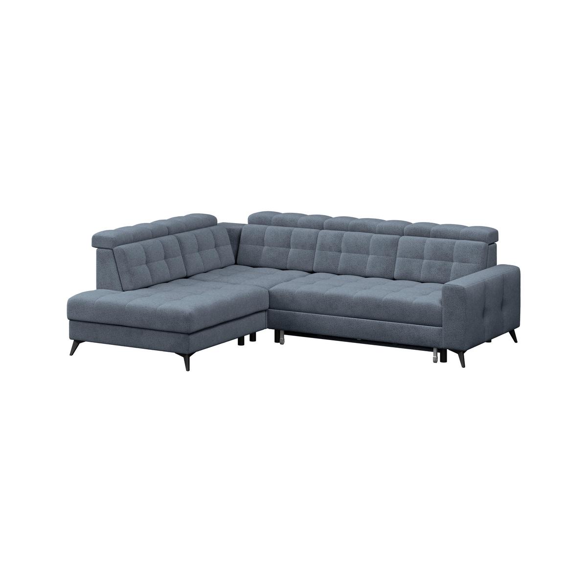 Ecksofa Barletta New Velours Blau, 228x289cm - Blau/Schwarz, ROMANTIK / LANDHAUS, Textil (228/289cm) - Luca Bessoni
