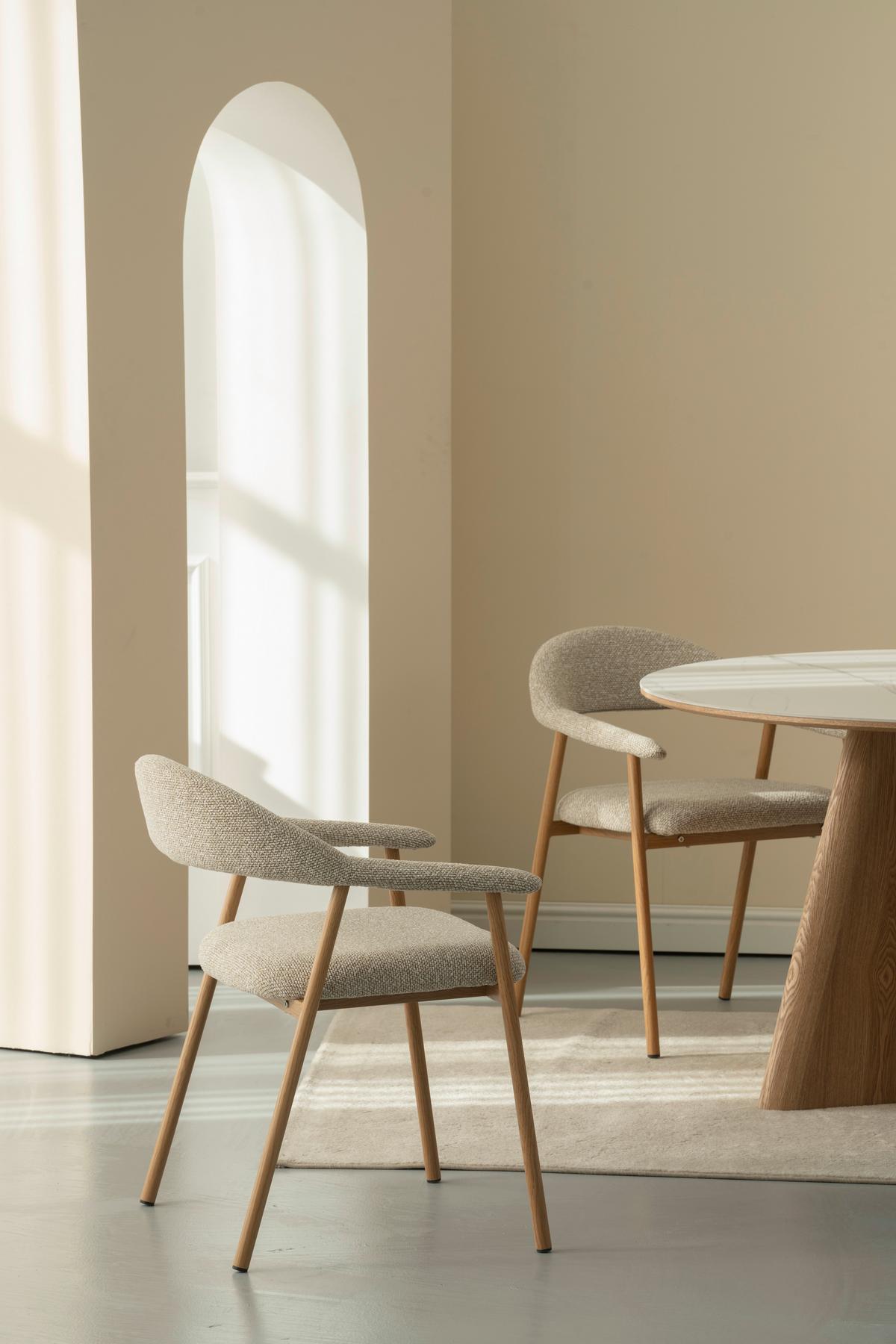 Armlehnstuhl Linea Beige/Eichefarben B: 59 cm - Eichefarben/Beige, Basics, Holz/Textil (59/75/62cm) - Livetastic
