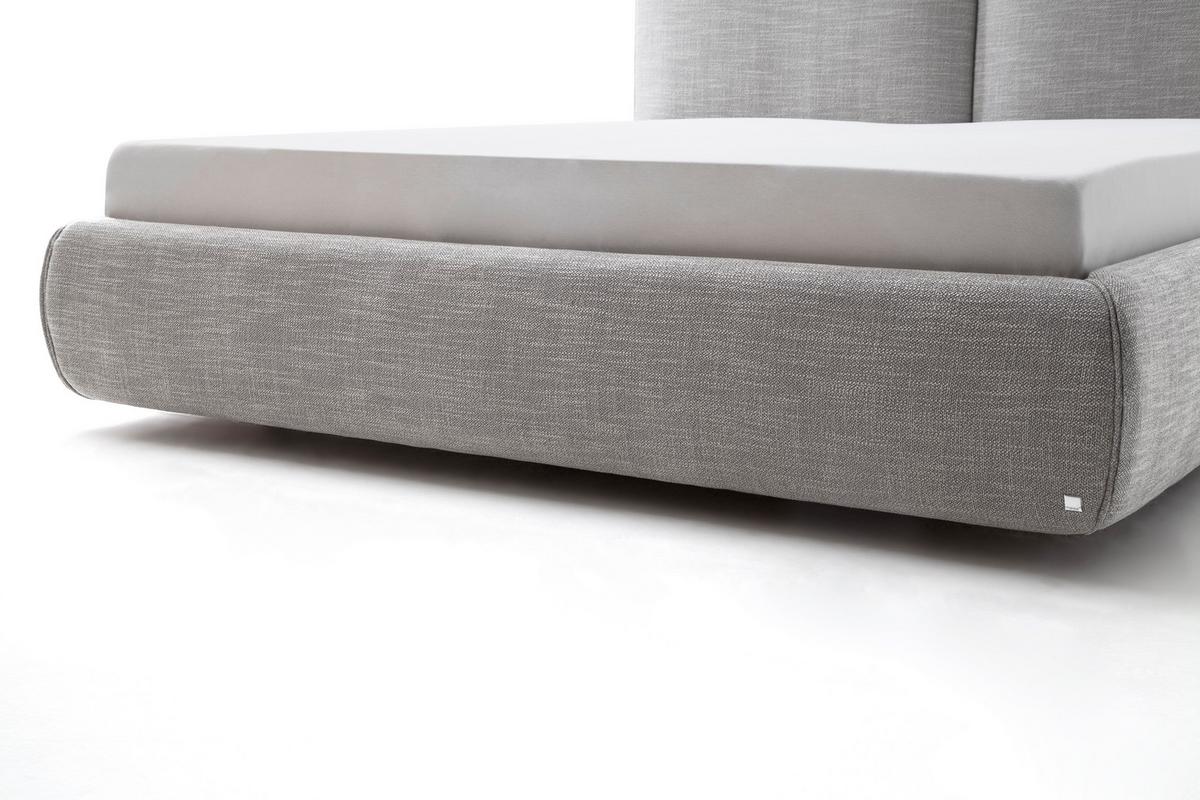 Polsterbett Mit Lattenrost + Bettkasten 180x200 Atesio - Hellgrau/Naturfarben, MODERN, Holz/Textil (180/200cm) - Livetastic