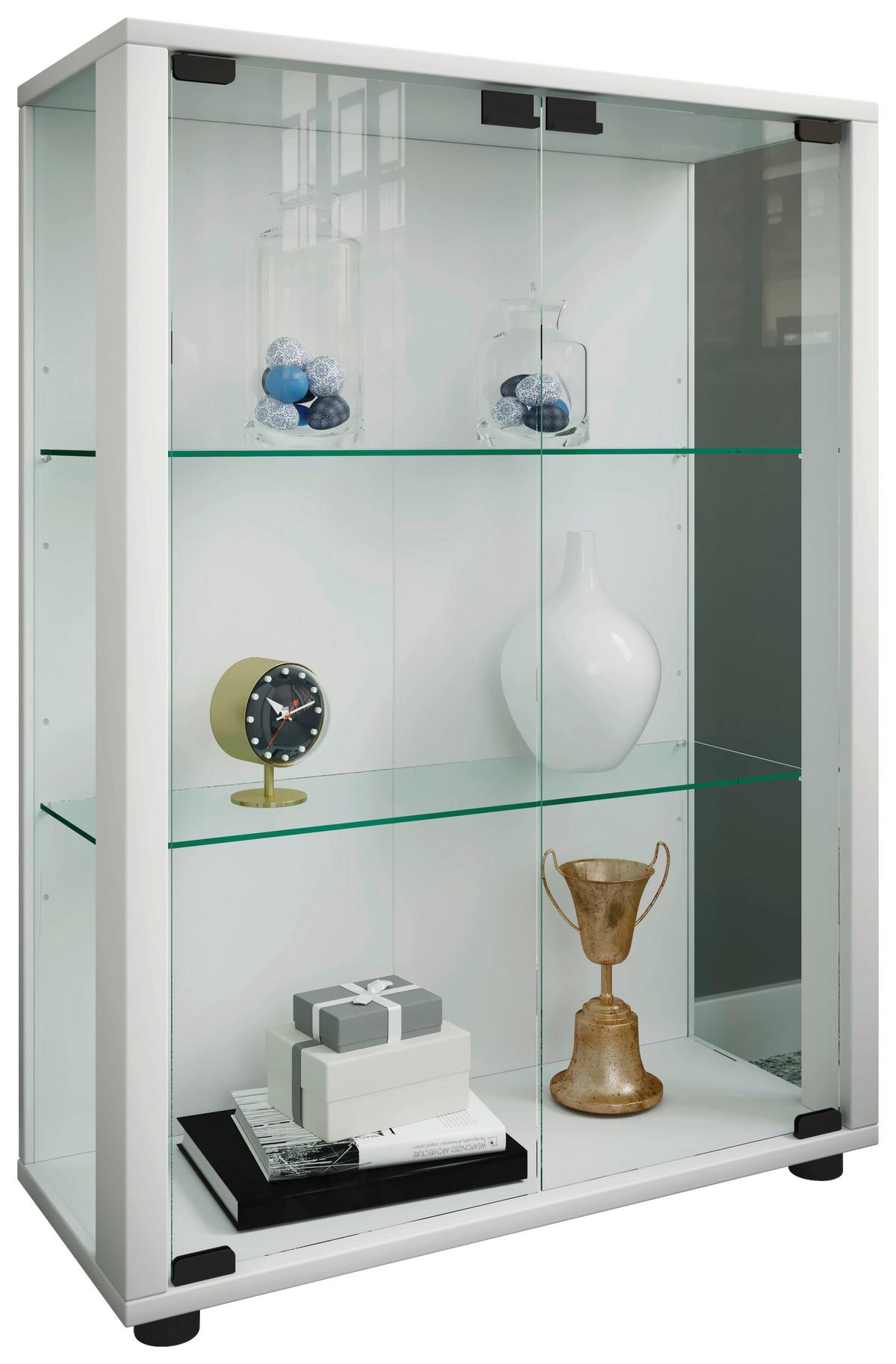 Vitrin Sintalo - fehér, Design, faalapú anyag/üveg (60/80/25cm) - MID.YOU