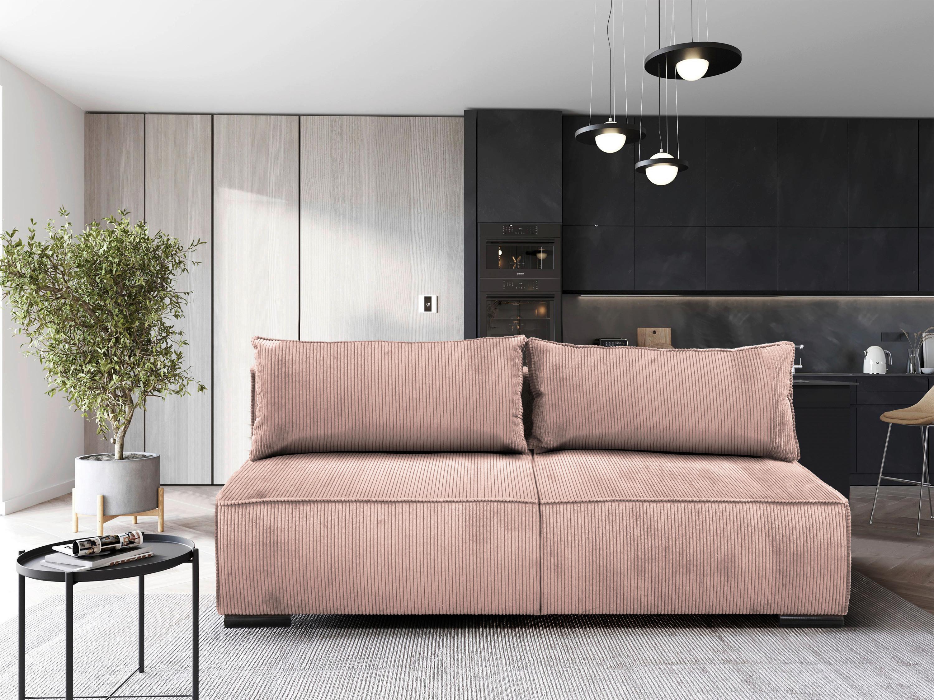 Schlafsofa Flow Rosa B: 202 cm - Schwarz/Rosa, Design, Textil (202/90/99cm) - MID.YOU