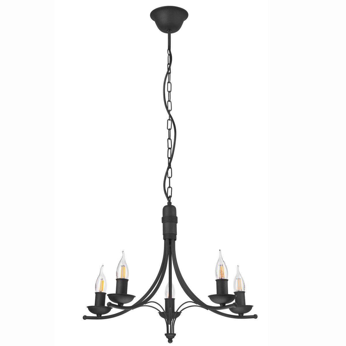 Kronleuchter 44101 Lucy - Schwarz Hochglanz, KONVENTIONELL, Metall (58/100cm)