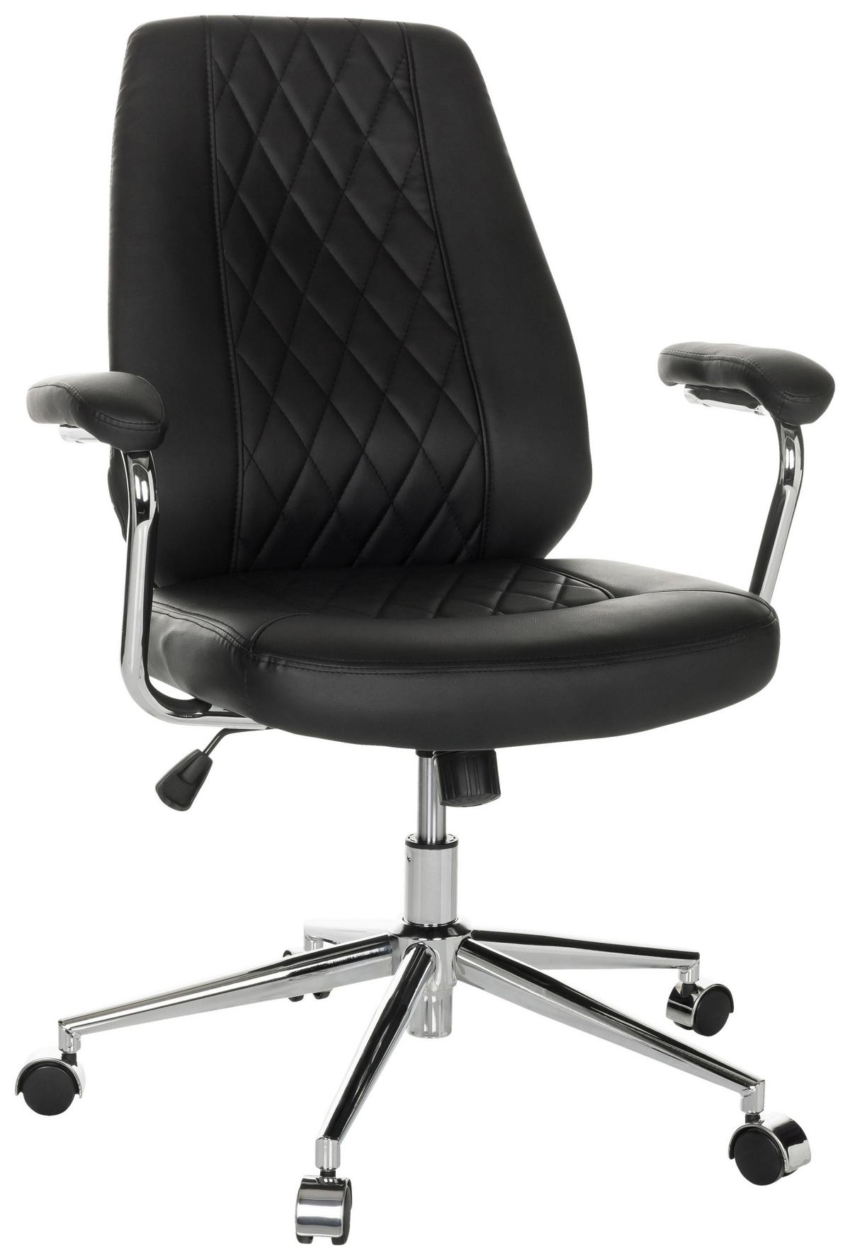 Drehstuhl Theo I - Silberfarben/Schwarz, Basics, Leder/Kunststoff (68/96-103/68cm) - MID.YOU