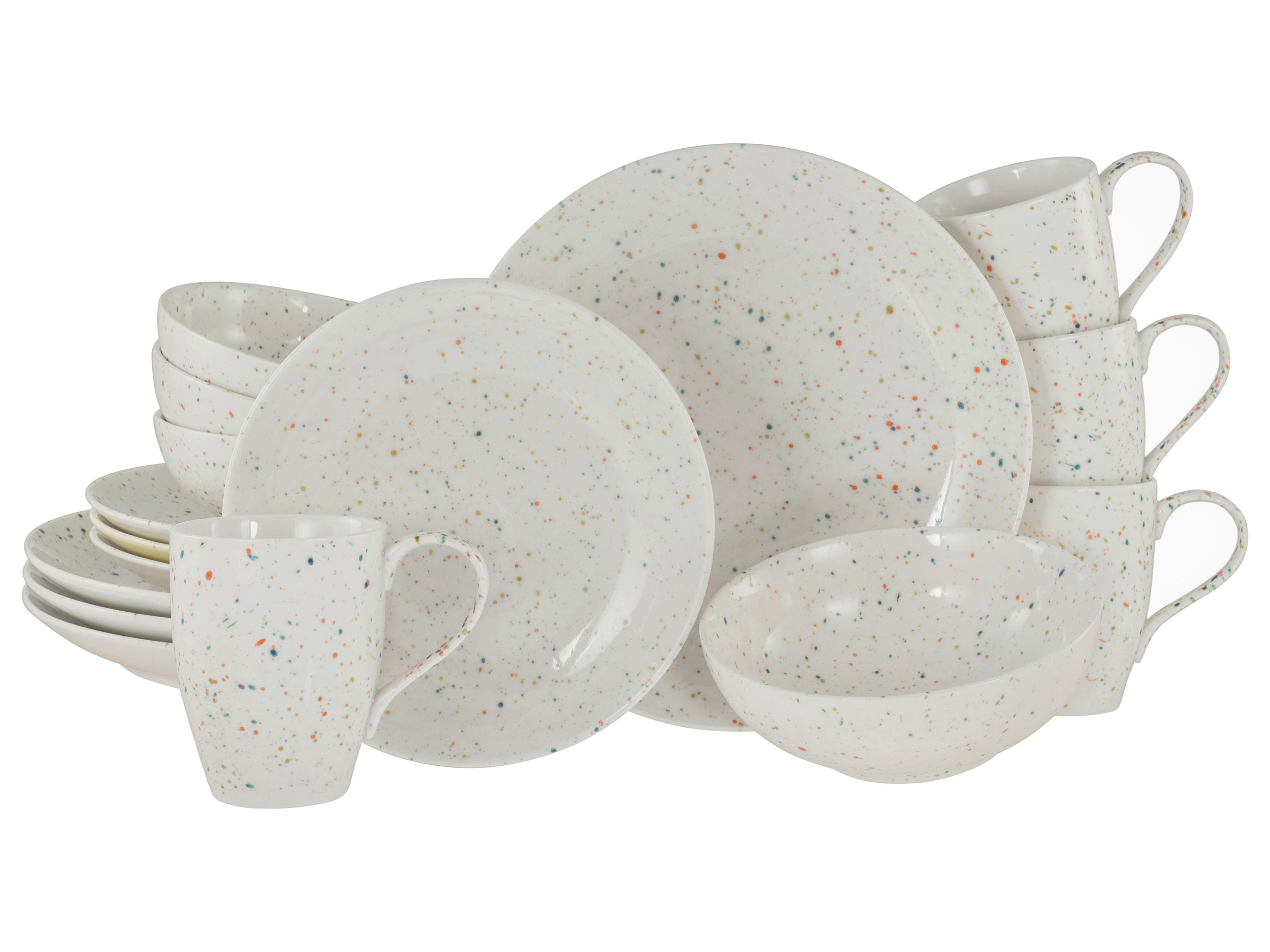 Kombiservice Confetti Weiß Creme 16--Teilig - Creme, Basics, Keramik - Creatable