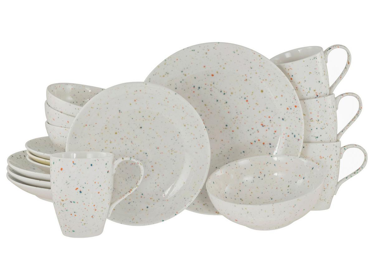 Kombiservice Confetti Weiß Creme 16--Teilig - Creme, Basics, Keramik - Creatable