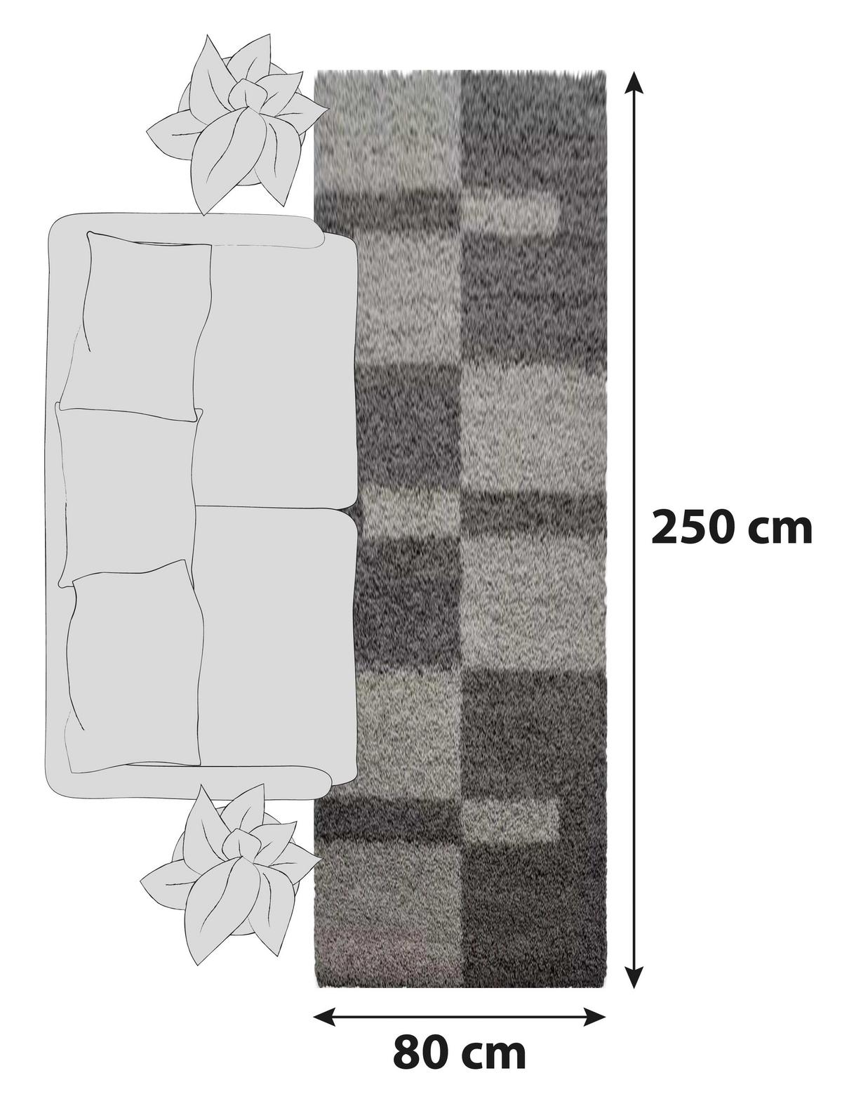 Hochflor Teppich Taupe Gala 80x250 cm - Taupe, Design, Textil (80/250cm)