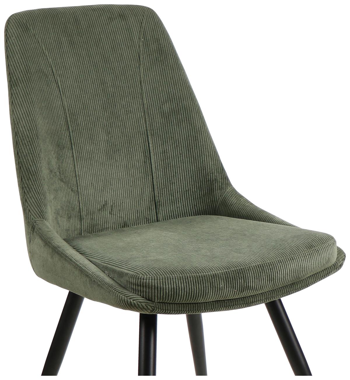 4er Stuhl-set Corinna Bezug: Kord, Grün - Schwarz/Grün, MODERN, Holz/Textil (49/88/59cm) - MID.YOU