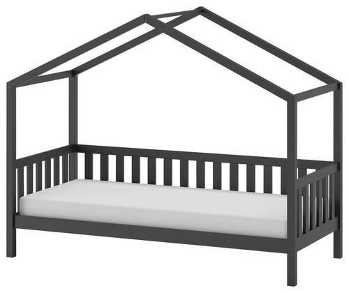 Detská posteľ v tvare domčeka s roštom 90x200cm - prírodná farba/antracitová, Romantik / Landhaus, drevo (90/200cm) - MID.YOU