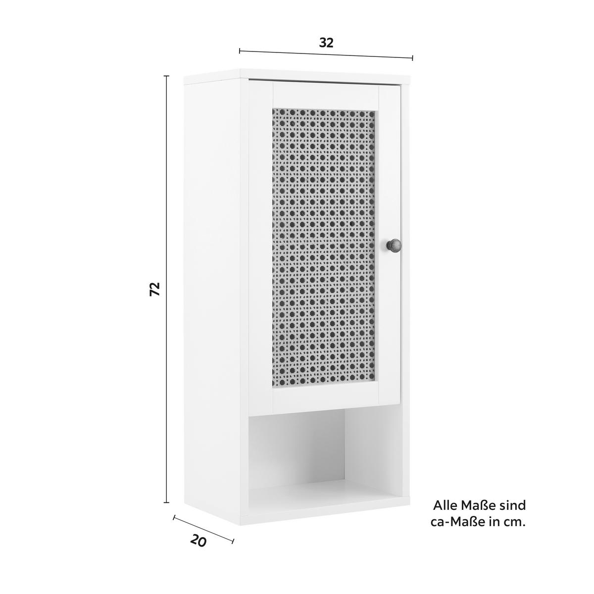 Závesná skrinka LISA biela - biela/bronzová, Modern, kov/kompozitné drevo (32/72/20cm) - Bessagi Home