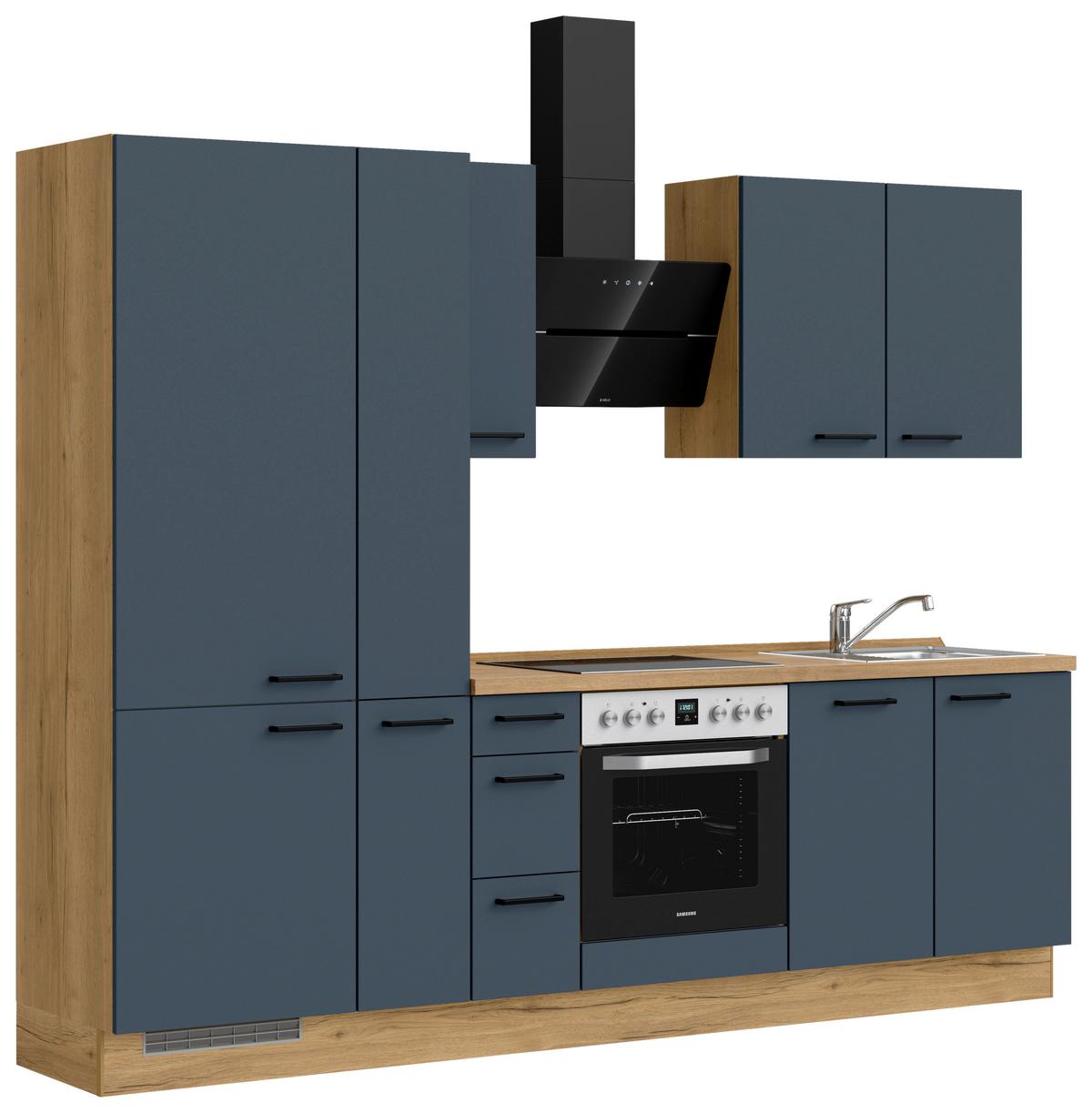 Küchenleerblock Easytouch High-Line, H3 Links - Blau/Eichefarben, MODERN, Holzwerkstoff (270cm) - Nobilia