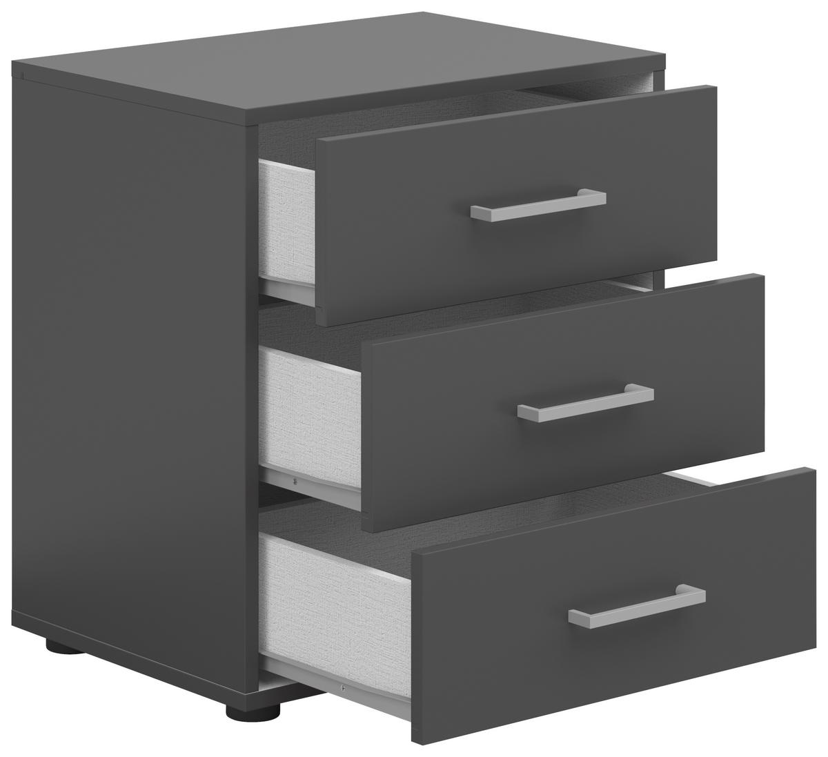 Nachtkästchen Smart Iii Anthrazit, 3 Laden,b:50cm - Anthrazit/Weiß, KONVENTIONELL, Holzwerkstoff (50/54/35cm)