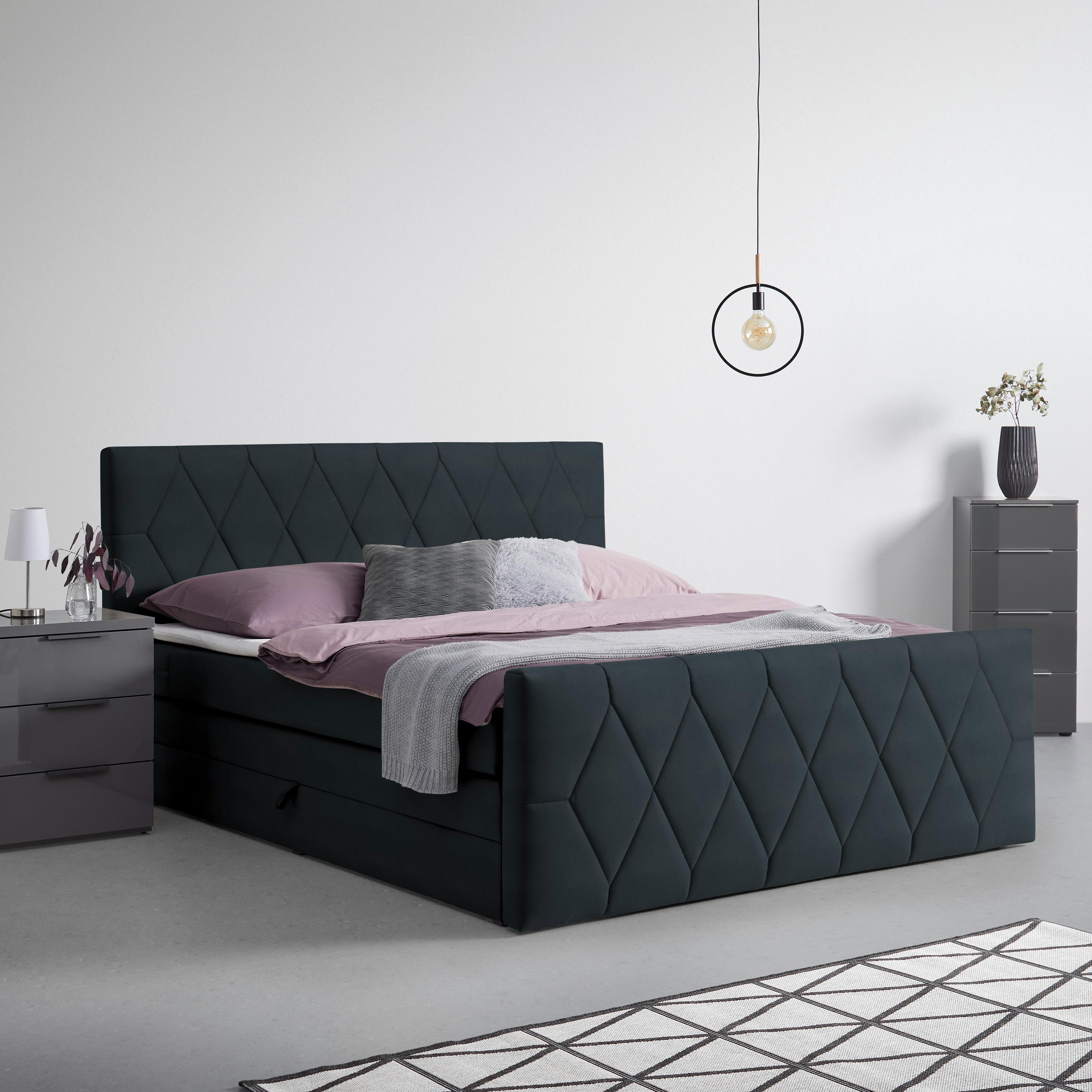 Boxspring Ágy Josie B 160/200cm - grafitszürke, Konventionell, műanyag/faalapú anyag (160/200cm) - Based
