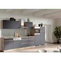 Küchenzeile Turin mit Geräte B: 360cm Grau/Wotaneiche Dekor - Eiche Wotan/Grau, Design, Holzwerkstoff (360cm) - Held