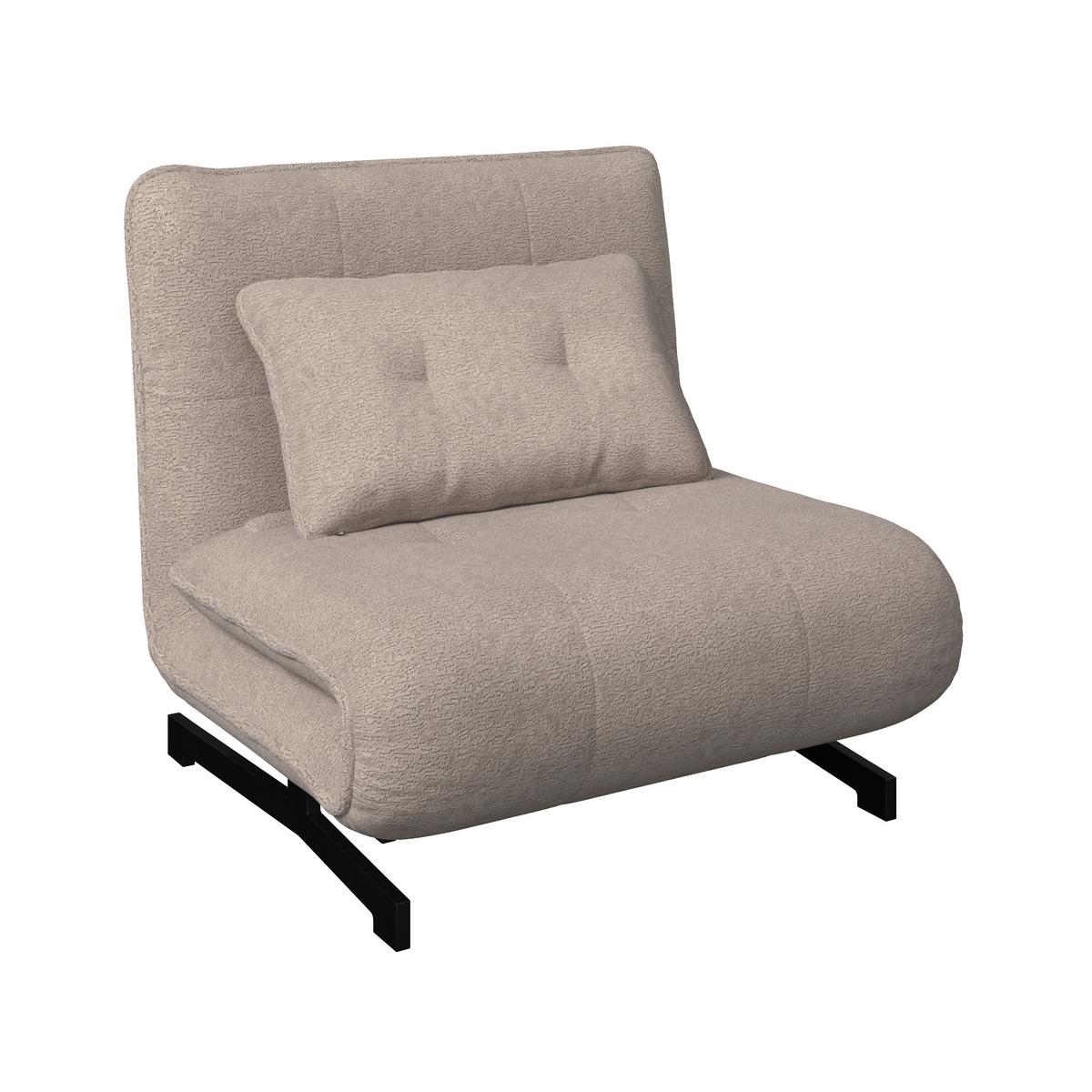 Rozkladacie kreslo LUNA, béžové buklé, max.120 kg - čierna/béžová, Modern, kov/textil (92/40/66cm) - Bessagi Home